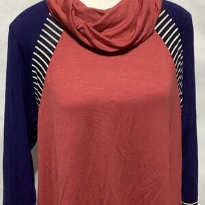 HAILEY & CO -COWL NECK LONG SLEEVE SHIRT-SIZE LARGE